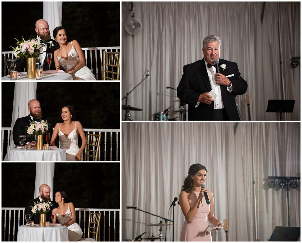 Toasts and speeches at a wedding Reception at Riverwood Mansion 